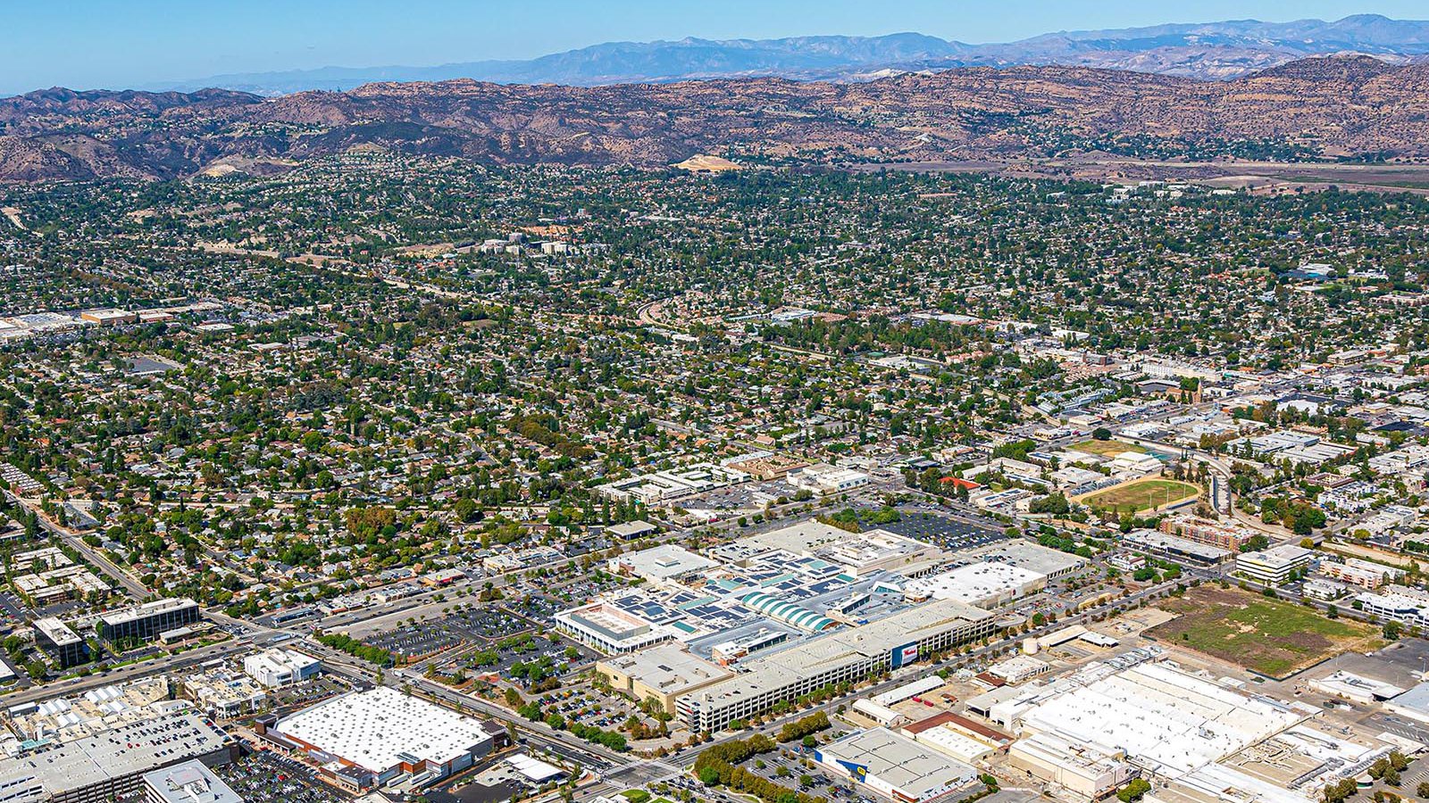 Commercial photo of the Westfield Topanga & The Village shopping center in Canoga Park, California