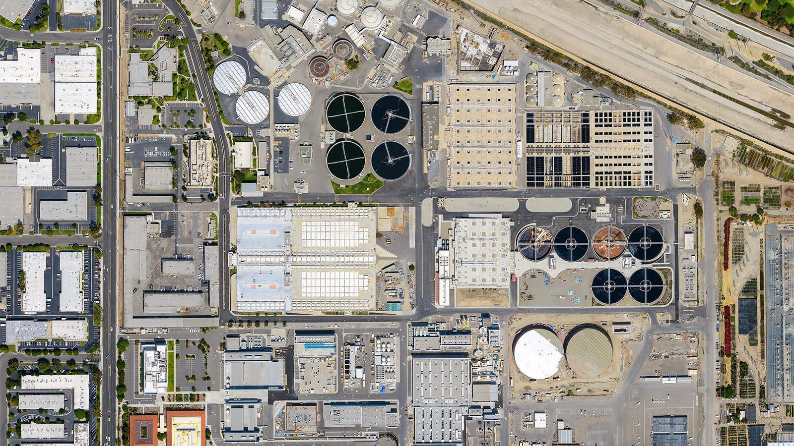 Mapping orthophoto image of a water reclamation plant in Fountain Valley, California