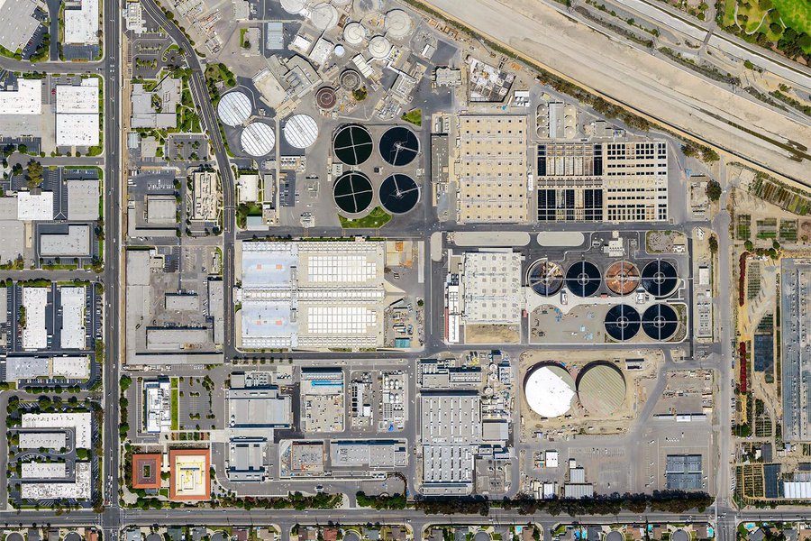 Mapping orthophoto image of a water reclamation plant in Fountain Valley, California