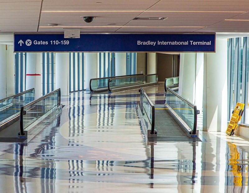 Final Interior Architectural photo showing the completion of construction at Bradley International Terminal at LAX (Los Angeles International Airport)