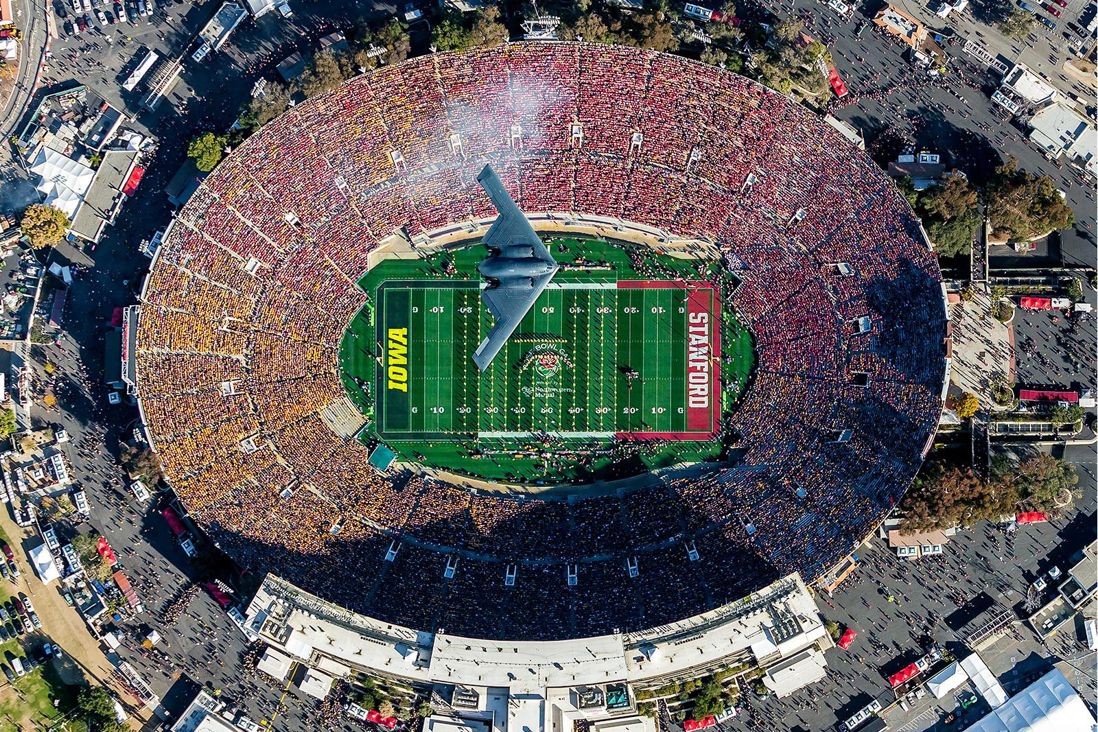Mark Holtzman's B2 Flying over the Rose Bowl Game Photo Featured in