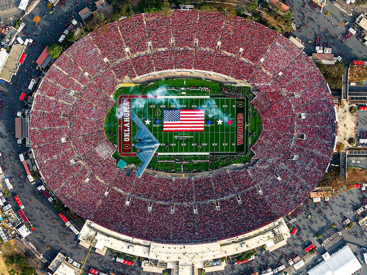 Blog Image of a Stealth Bomber B-2 Spirit Flyover at the 2018 Rose Bowl College Football Game