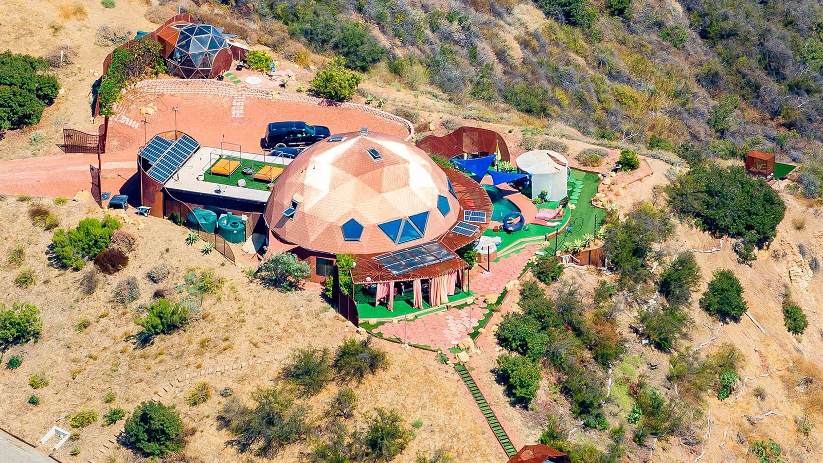 Residential real estate close-up photo of Copper Dome home in Malibu, California