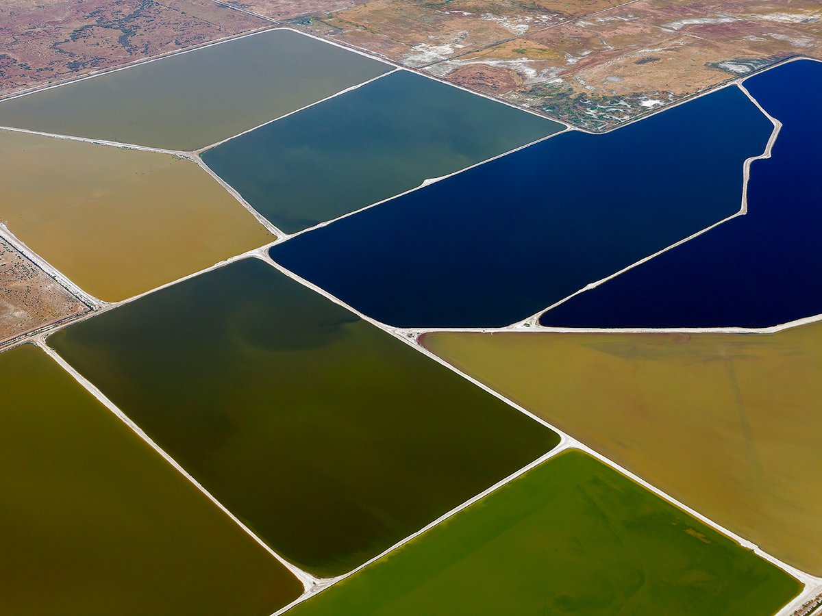 Blog photo of large pools in Central California that look like an abstract water color art piece