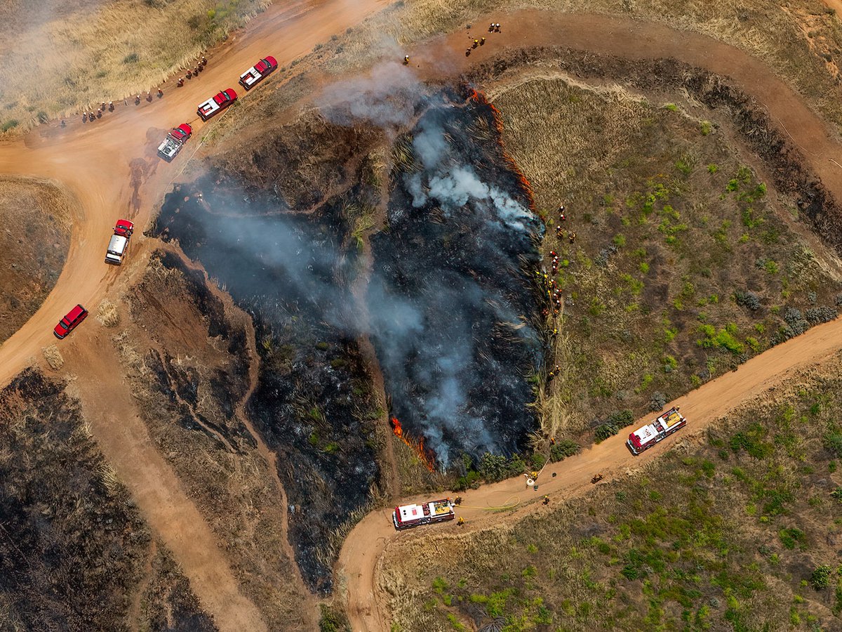 Blog photograph of firefighters maintaining a controlled burn in the Southern California mountains