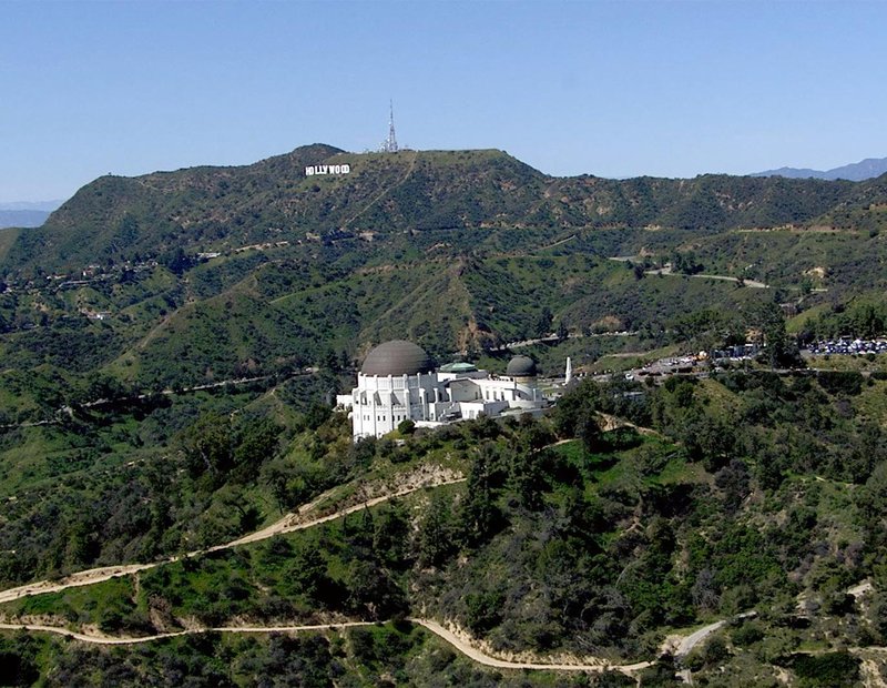 Aerial HD Video Still of Griffith Park with the Griffith Observatory and Hollywood Sign