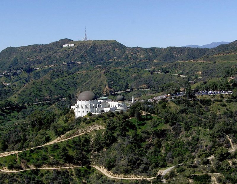 Aerial HD Video Still of Griffith Park with the Griffith Observatory and Hollywood Sign