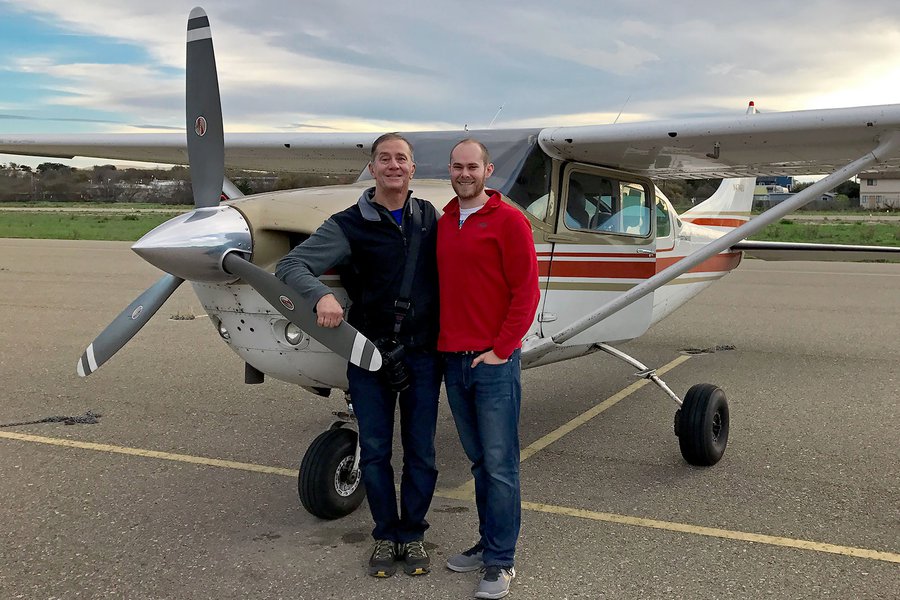 Services page image showing Mark Holtzman and Steven Holtzman after an aerial photo mission