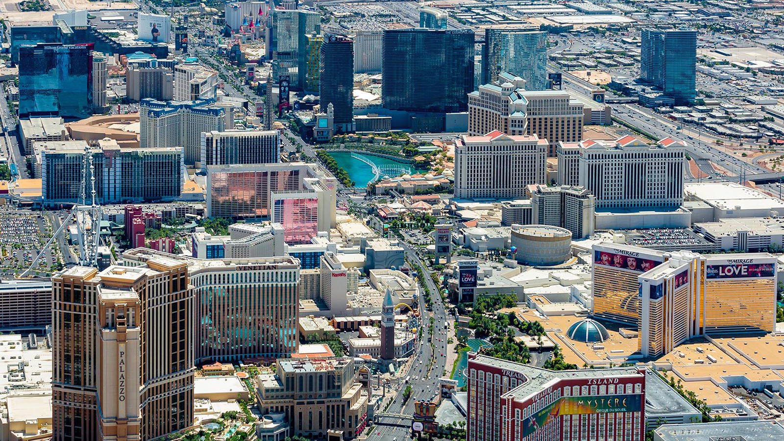 Aerial cityscape of the Las Vegas Strip in Nevada