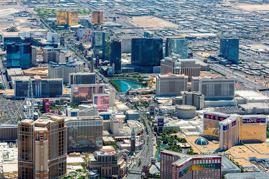 Aerial cityscape of the Las Vegas Strip in Nevada