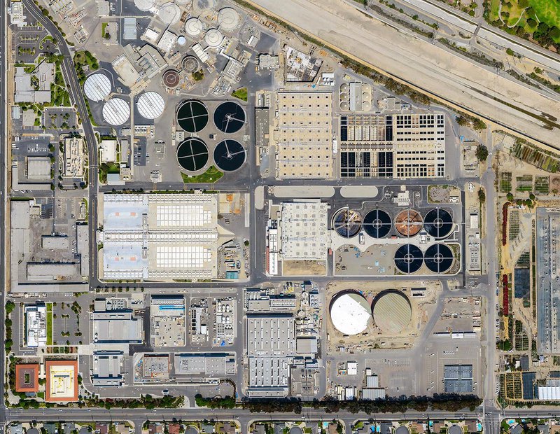 Mapping orthophoto image of a water reclamation plant in Fountain Valley, California