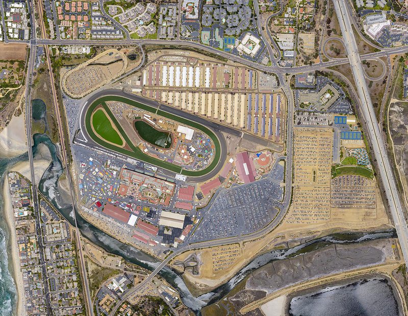 Mapping orthophoto image of the Del Mar Fairgrounds during the San Diego County Fair in Del Mar, California