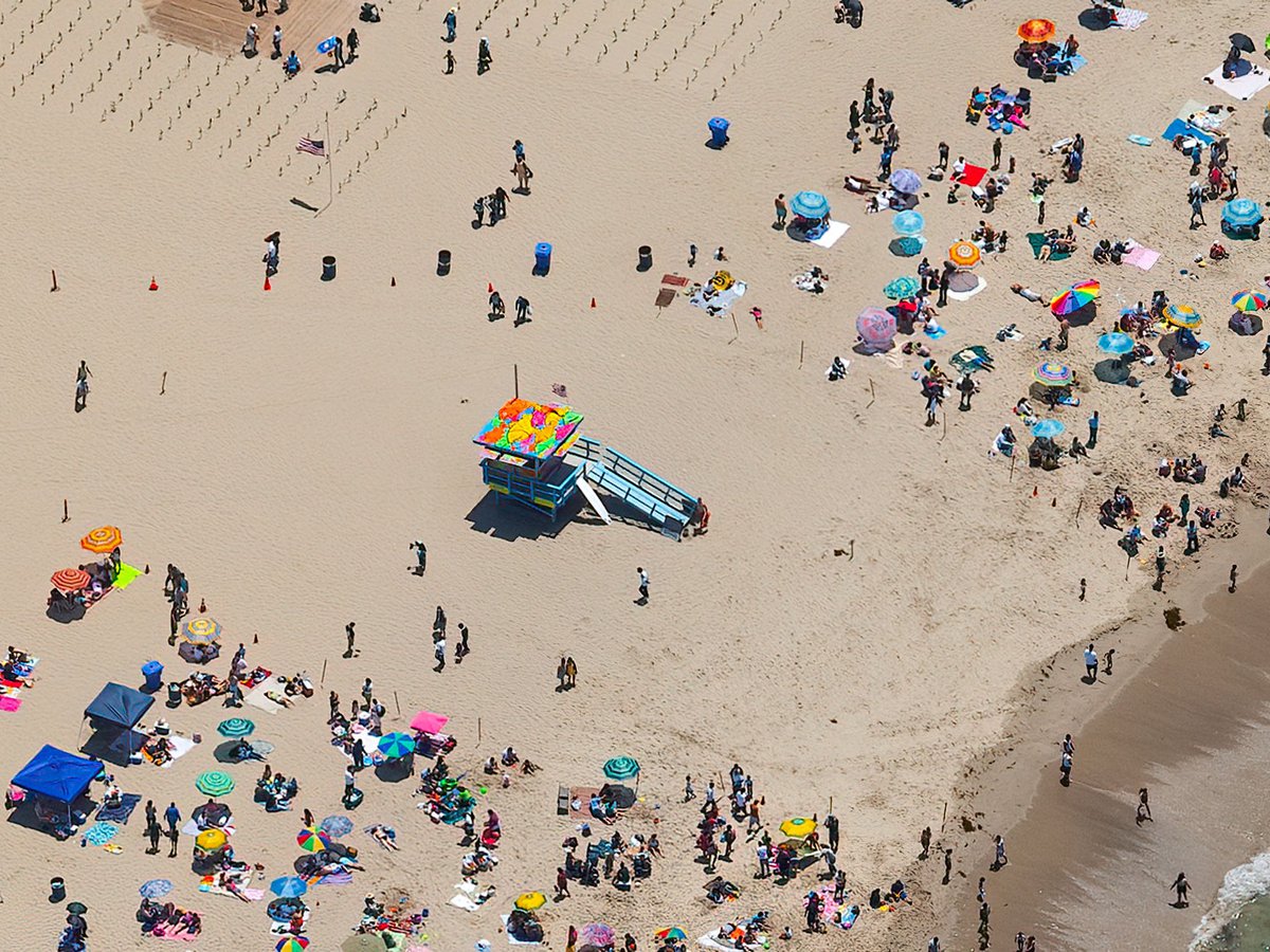 Blog photo of a vividly painted lifeguard tower at Santa Monica Beach, in Santa Monica, California