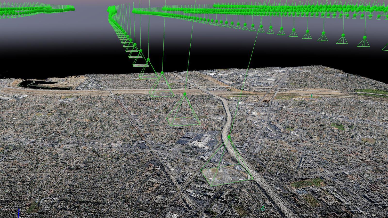 Services screen shot of an aerial mapping project's Surface-From-Motion generated 3D Point Cloud