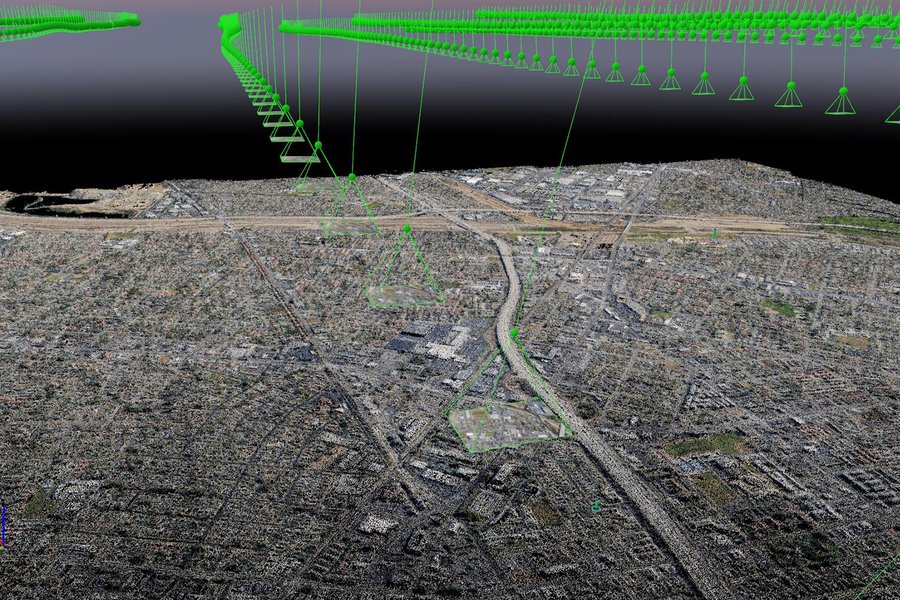 Services screen shot of an aerial mapping project's Surface-From-Motion generated 3D Point Cloud