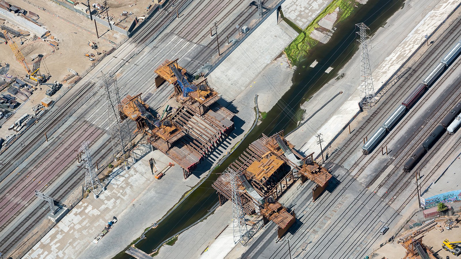 Blog photograph of the Sixth Street Bridge construction crossing the LA River, connecting Boyle Heights and Downtown Los Angeles, California