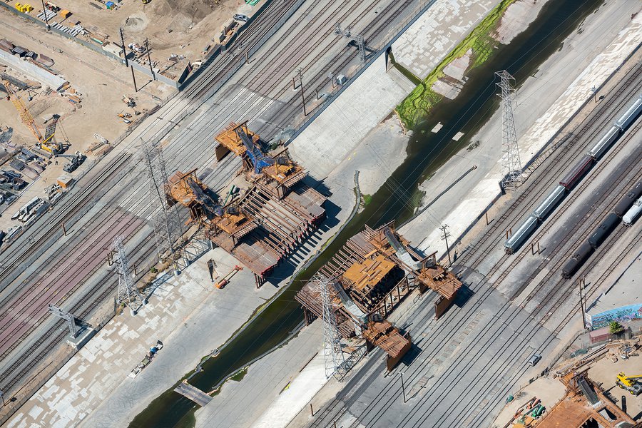 Blog photograph of the Sixth Street Bridge construction crossing the LA River, connecting Boyle Heights and Downtown Los Angeles, California
