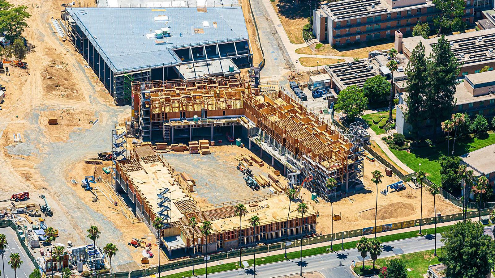 Construction photograph of student housing apartments at UC Riverside (UCR)