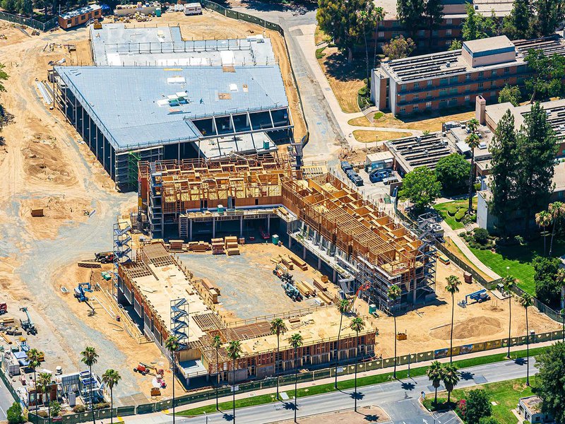 Construction photograph of student housing apartments at UC Riverside (UCR)