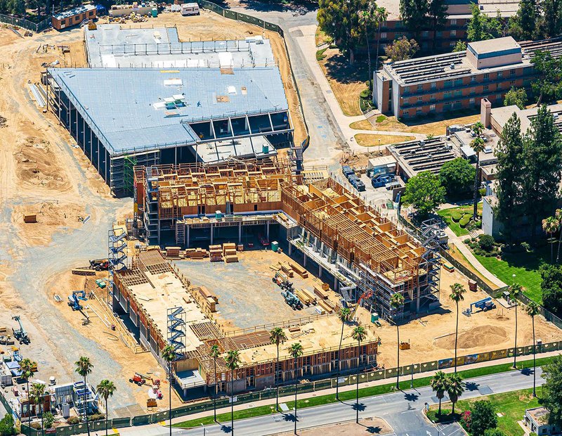 Construction photograph of student housing apartments at UC Riverside (UCR)