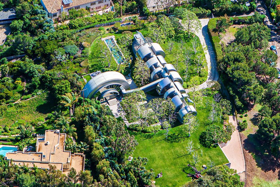 Residential real estate photograph of the unique Spaceship House in Malibu, California