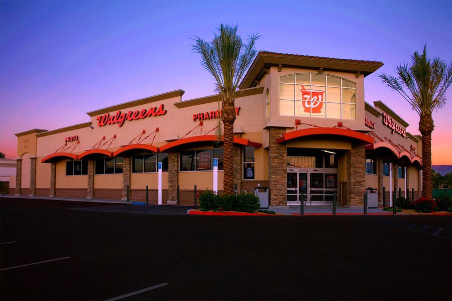 Exterior Architectural sunrise image of an Indio, California Walgreens store