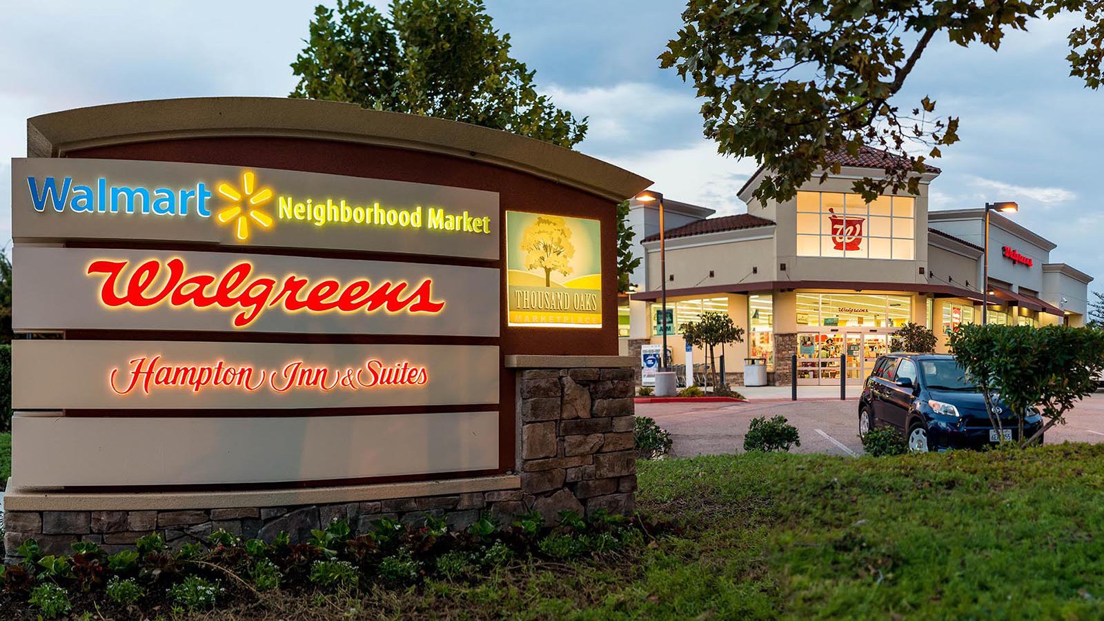 Exterior Architectural dusk photo of a Walgreens in Thousand Oaks, California