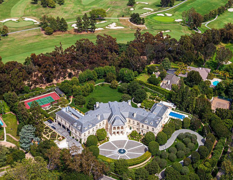 Residential celebrity real estate image of The Manor estate in the Holmby Hills neighborhood of Los Angeles, California