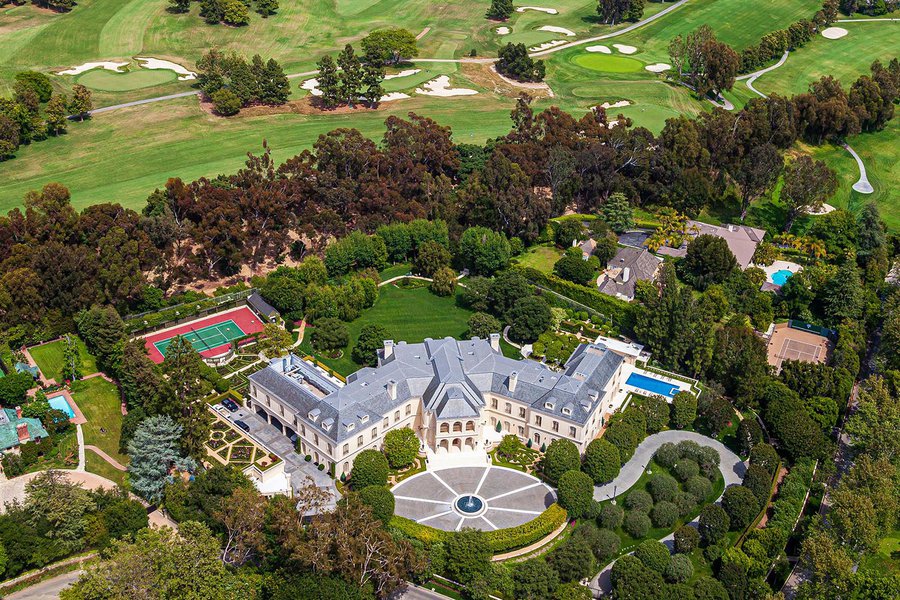 Residential celebrity real estate image of The Manor estate in the Holmby Hills neighborhood of Los Angeles, California