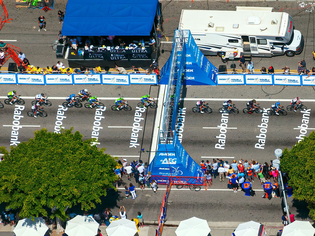 Blog image of the finish line at the Tour of California Bike Race in Downtown Los Angeles, California