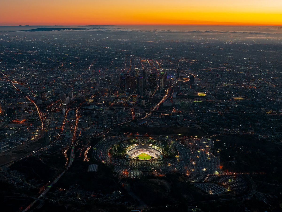Blog image of Dodger Stadium at sunset during Game 4  of the 2013 Playoff Season