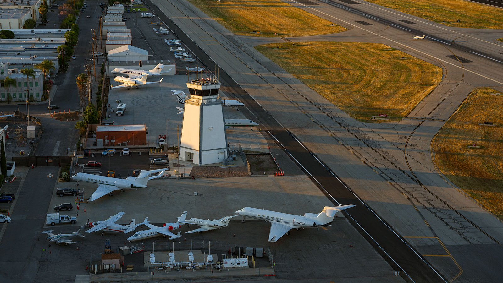 Blog image of the Air Traffic Control Tower at Van Nuys Airport at sunset