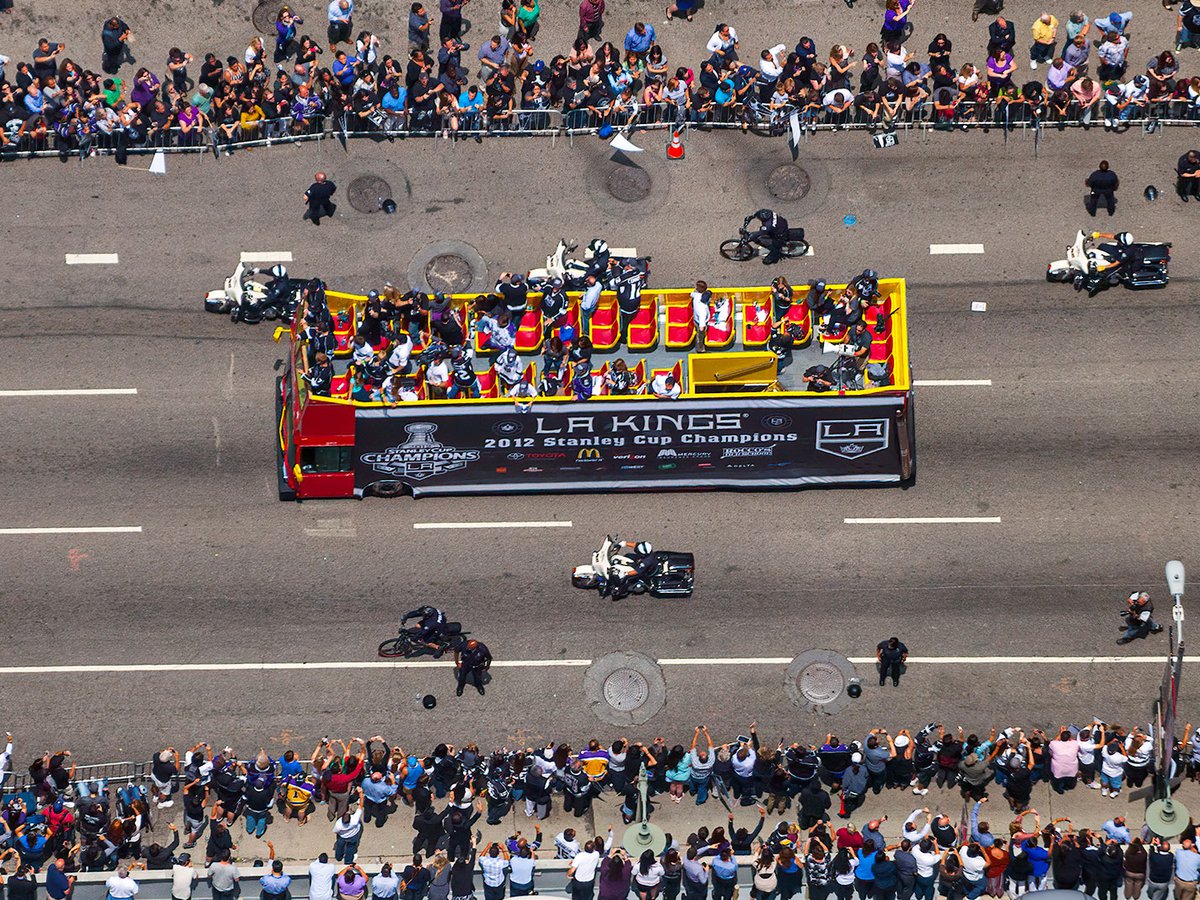 Blog photo of the Los Angeles King's parade after winning the 2012 Stanley Cup, in Downtown Los Angeles, California
