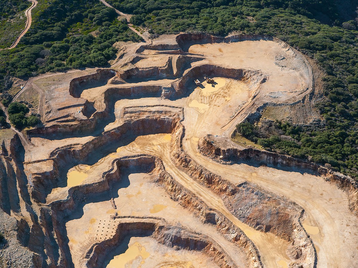 Aerial photograph of mountaintop mining near the Grapevine in Southern California