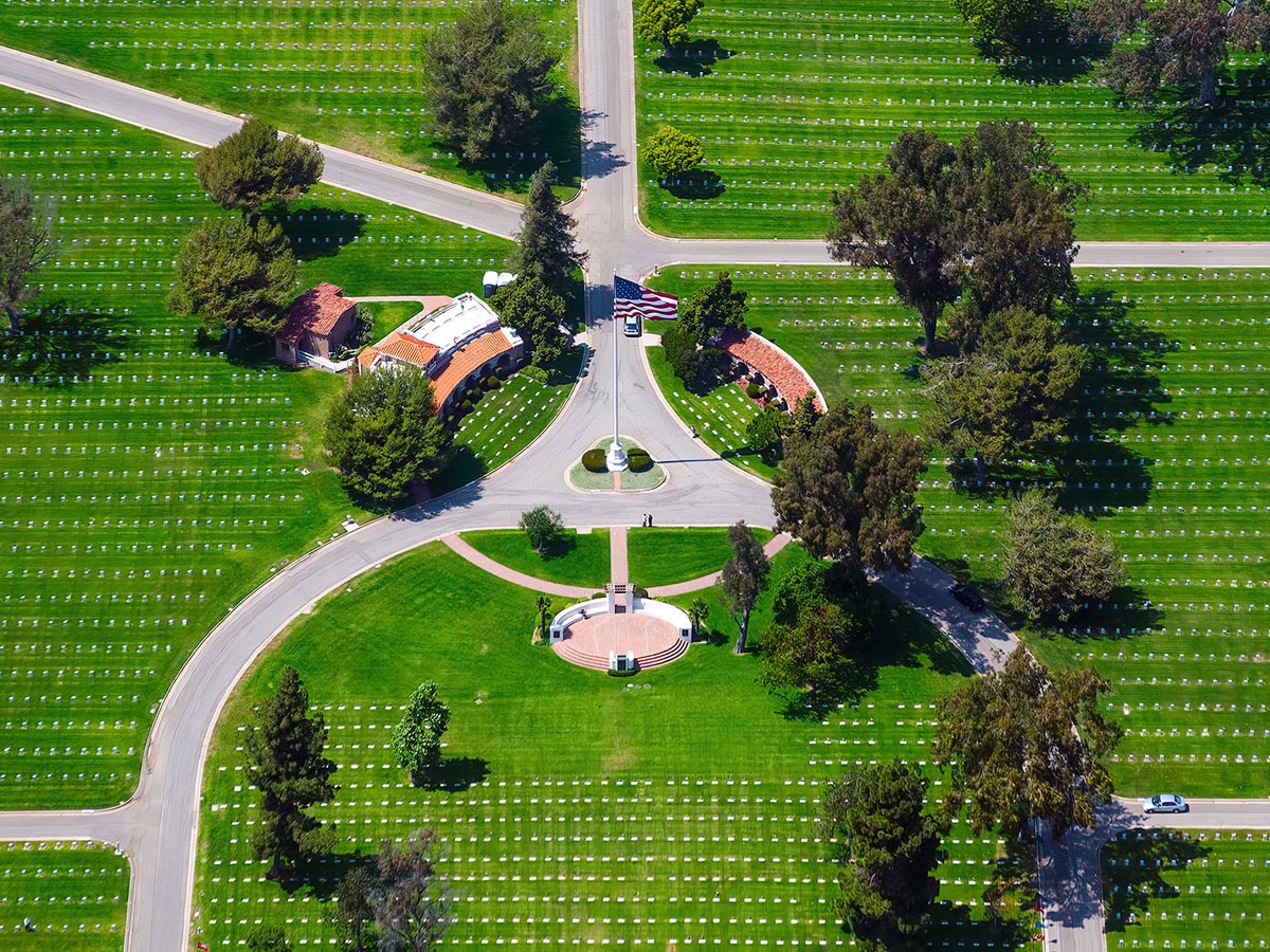 Blog aerial photograph of the VA Cemetery in Westwood, California