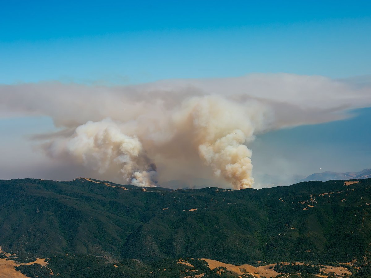Blog photo of the smoke from the Sherpa Fire, as it burns in the Santa Ynez Mountains outside of Goleta, in Santa Barbara County, California