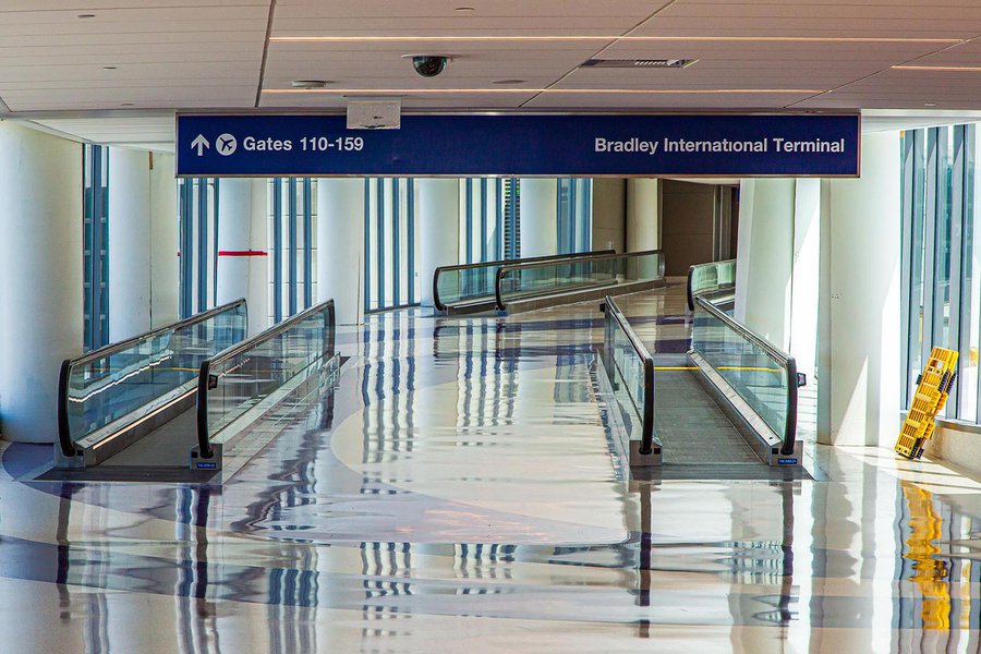 Final Interior Architectural photo showing the completion of construction at Bradley International Terminal at LAX (Los Angeles International Airport)