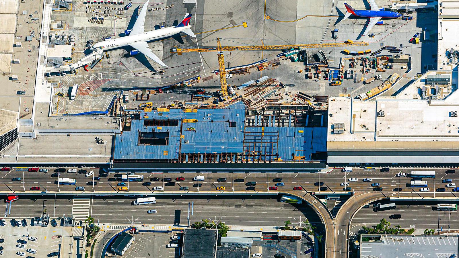 Construction image of Terminal 3 modernization at Los Angeles International Airport (LAX)