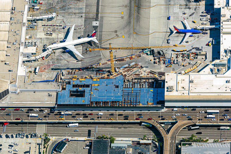 Construction image of Terminal 3 modernization at Los Angeles International Airport (LAX)