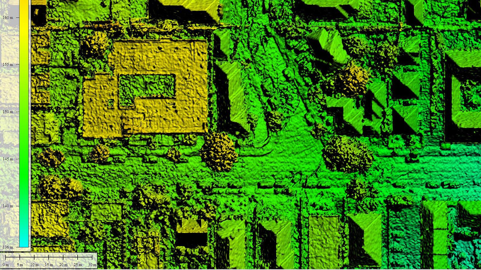 Services screen shot of an aerial mapping project digital elevation model (DEM), specifically a digital surface model (DSM)