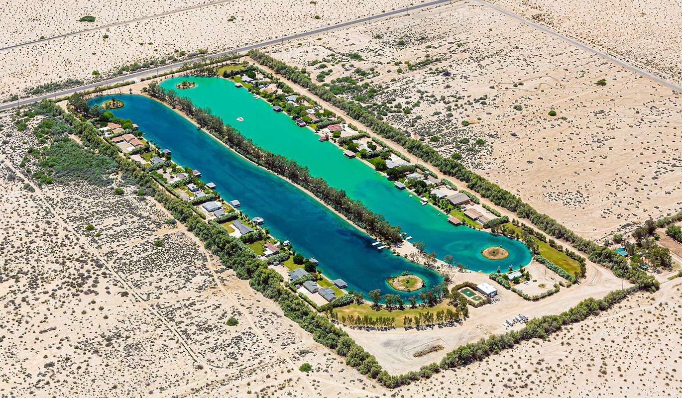 Blue & Green Water Ski Lakes in the California Desert West Coast